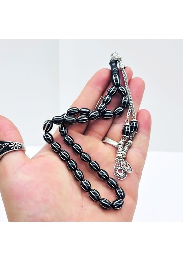 Beyzi Kesim Karpuz Dilimi İşlemeli Gürcistan Oltu Taşı Tesbih