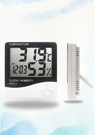 Dijital Oda Termometre Sıcaklık Ve Nem Ölçer Masa Saati Alarm Pil Dahil