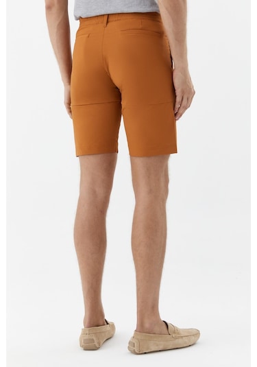 Sabri Özel Erkek Kiremit Normal Kesim Regular Fit Pamuklu Yan Cep Normal Bel Bermuda Şort