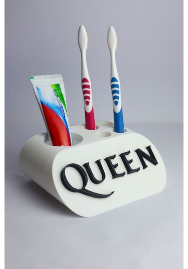 Queen - Dekoratif Diş Fırçalık Beyaz