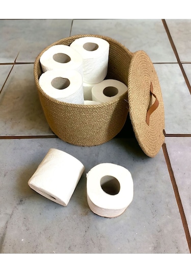 Hasır Sepet, Dekoratif Sepet, Çok Amaçlı Saklama Kutusu, Hasır Tuvalet Kağıdı Sepeti 001
