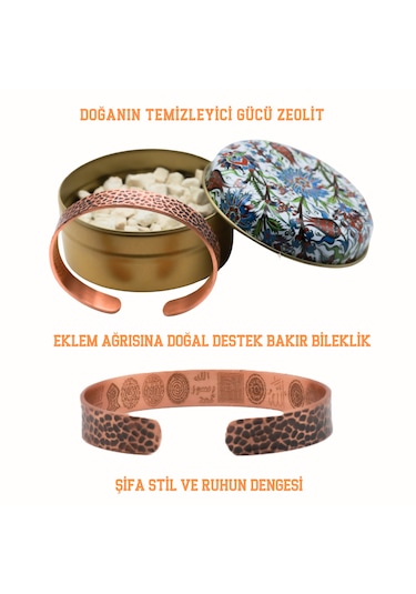Zeolit Taşlı Dövmeli Saf Bakır Bileklik Dualı Ve Maneviyat