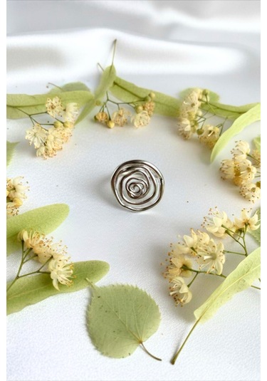 Gümüş Renkli Ayarlanabilir Sarmal Çelik Yüzük Gümüş