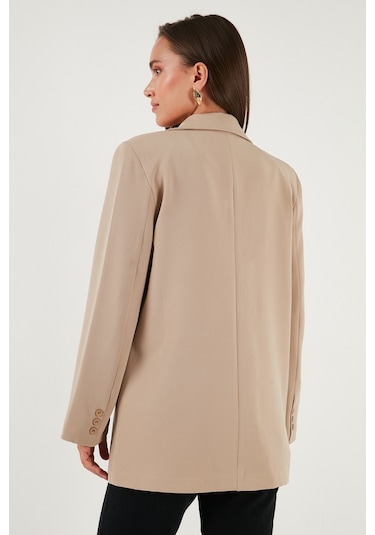 Lela Relaxed Fit Mono Yaka Cepli Blazer Bayan Ceket 611Bc00132 Vizon
