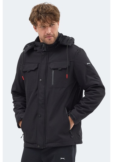 Slazenger Gleam Erkek Kapüşonlu Siyah Mont & Kaban Siyah