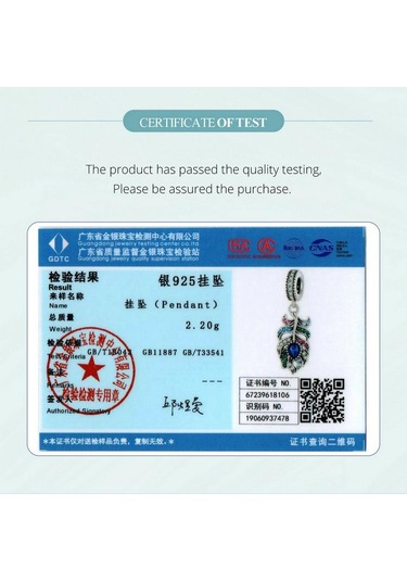 Wostu 925 Ayar Gümüş Tavuskuşu Tüyü Kolye Boncuk Bilezik Dıy Takı İçin Gümüş