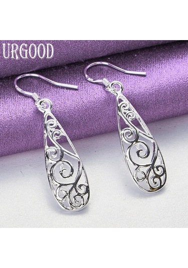 925 Ayar Gümüş Vintage Geometri Damla Küpe Takı