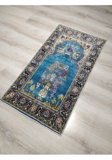 Bambu Halı Seccade Sec15 Turkuaz Namazlık 70x110 Cm