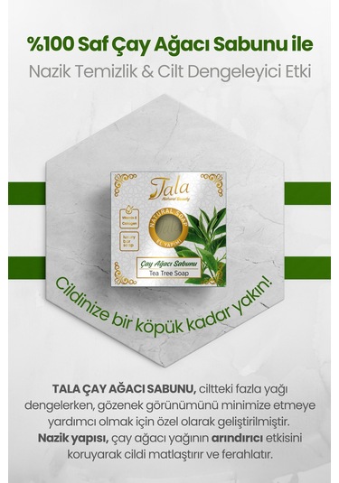 Tala Çay Ağacı Sabunu Arındırıcı Ve Sebum Dengeleyici Yağlı Ciltler İçin Doğal Sabun 150 Gr 8682750473703 Çay Ağacı