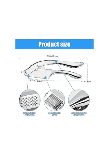 Ergonomik Kaymaz Saplı 2'si 1 Arada Sarımsak Kesici Paslanmaz Çel Çok Renkli