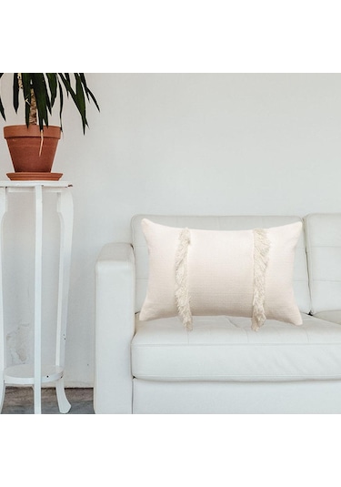 Suntek İskandinav Tarzı Kırlent Örtüsü Püsküllü Yastık