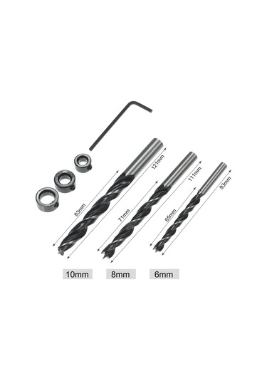 Suofeng Ahşap Delik Açma Kılavuzu Seti: 6/8/10mm Matkap Uçlu Alüminyum Mobilya Delme Aparatı