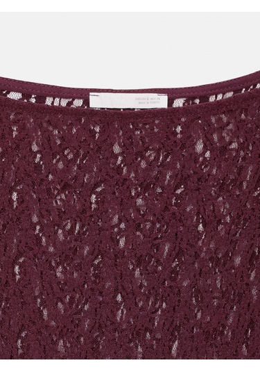 Dilvin 32763 Kayık Yaka Dantel Top-bordo