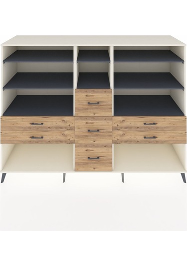 Kronos Dolap 8 Raflı 7 Çekmeceli 220x59x163 Aytaşı-antrasit/çam Aytaşı-antrasit/çam