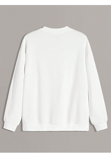 Coko Serisi Floral Print Drop Shoulder Sweatshirt Beyaz-pg-8393 Beyaz