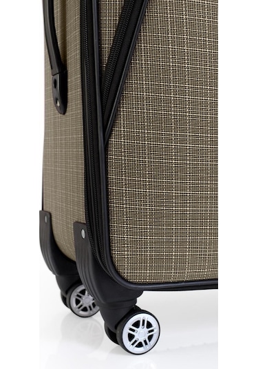 Gedox Büyük Ve Kabin Boy Valiz Seti 4 Teker Kumaş Valiz Bej 1081