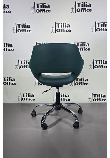 Monaco Çalışma Kesim Koltuğu Yonca Tekerlekli Krom Ayak Koyu Yeşil