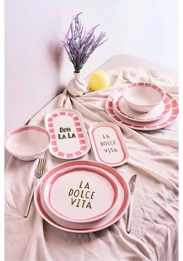 La Dolce Vita 8 Parça 2 Kişilik Yemek Takımı Cokrenklı Desenli