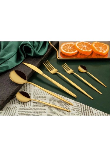 Özlife Mess 36 Parça Titanium Gold Çatal Kaşık Bıçak Takımı- 3038 Altın