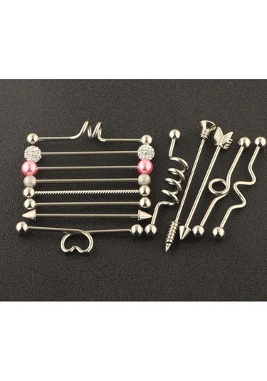 Suntek Paslanmaz Çelik Endüstriyel Halter Küpe Gümüş