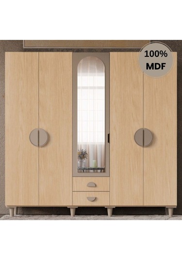 Ladin 5 Kapak Mdf Ayaklı Tasarım Gardırop Rota