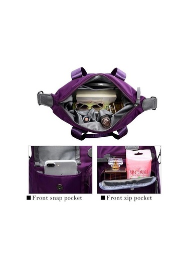 Ganzhoushop Tote Su Seyahat Purple Postacı Omuz Naylon Kapasiteli Kadın Hava Günlük Geçirmez Çapraz Çantaları Çantaları Çantalar Büyük Bayan Açık Wi Mor