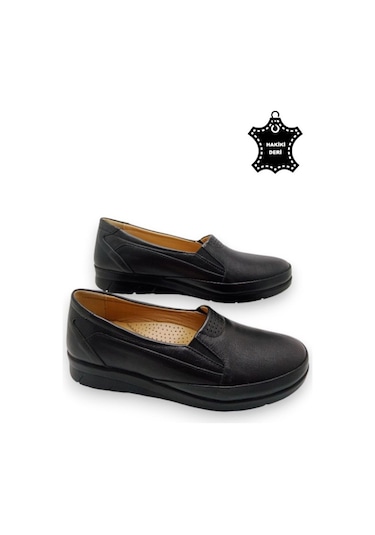 Kadın Hakiki Deri Içi Deri Comfort Tam Ortopedik Anne Ayakkabı Siyah