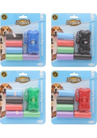 Doglife 6 Rulo Köpek Kaka Toplama Poşeti ve Renkli Rezerv Kutusu