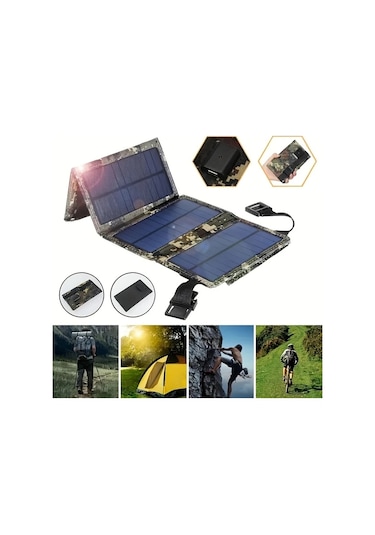 Fochsia Usb Güneş Panel 10000mah Taşınabilir Şarj Cihazı Telefon Şarj Aleti Her Yerde Kullanım Alt N