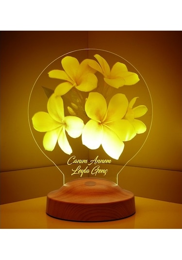 3D Led Lamba 3Boyutlu Canım Annem Plumeria Kişiye Özel Hediye