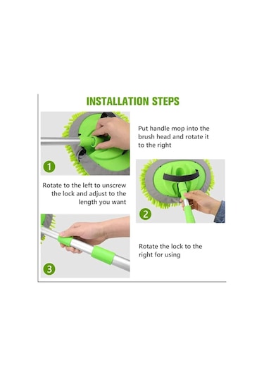 1 Yedek Bezi Mikrofiber Çok Fonksiyonlu Teleskopik Sopalı Oto Araba Yıkama Temizleme Fırçası Mopu