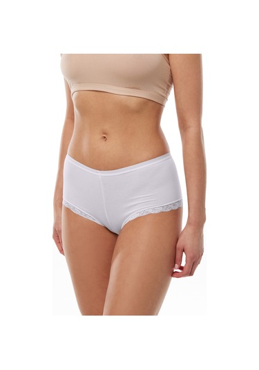 Malabadi Kadın Beyaz 6 Lı Paket Geniş Kenarlı Dantelli Modal Külot 1908 Beyaz