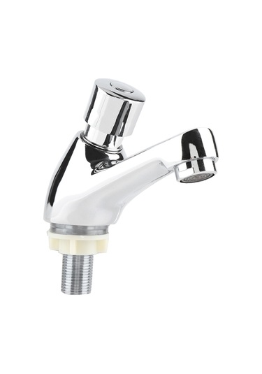 Xindoker Tam Bakır Tek Soğuk Suyu Zaman Gecikmeli Basma Tipi Lavabo Musluğu 4-6 Saniye Otomatik Kapanma, Su Tasarrufu