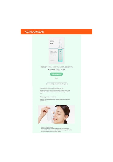 Missha Pha İçerikli Ölü Deri Yaprak Maske 1 Adet Mascure Peeling Solution Sheet Mask