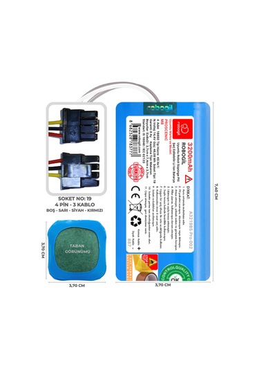 Proscenic M8 3200mah Uyumlu Robot Süpürge Pili A3219bs-pro-002