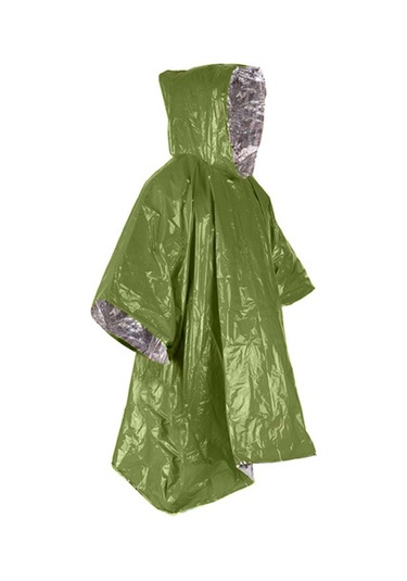 Konesam Acil Durum Pelerin, Dış Mekan Yürüyüşü Ve Bisiklet Sürüşü İçin Alüminyum Folyo Yansıtıcı, Kollüksüz Şapkalı, Zeytin Yeşili Yeşil