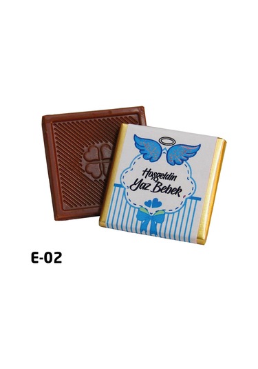 Melodi Çikolata İsme Özel Mavi Erkek Bebek Çikolatası 48 Adet 340 G