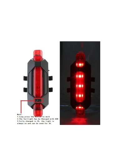 Forte Gt Bisiklet Işığı Usb Şarjlı Led Ön Arka Set Xbyc 6116 Siyah