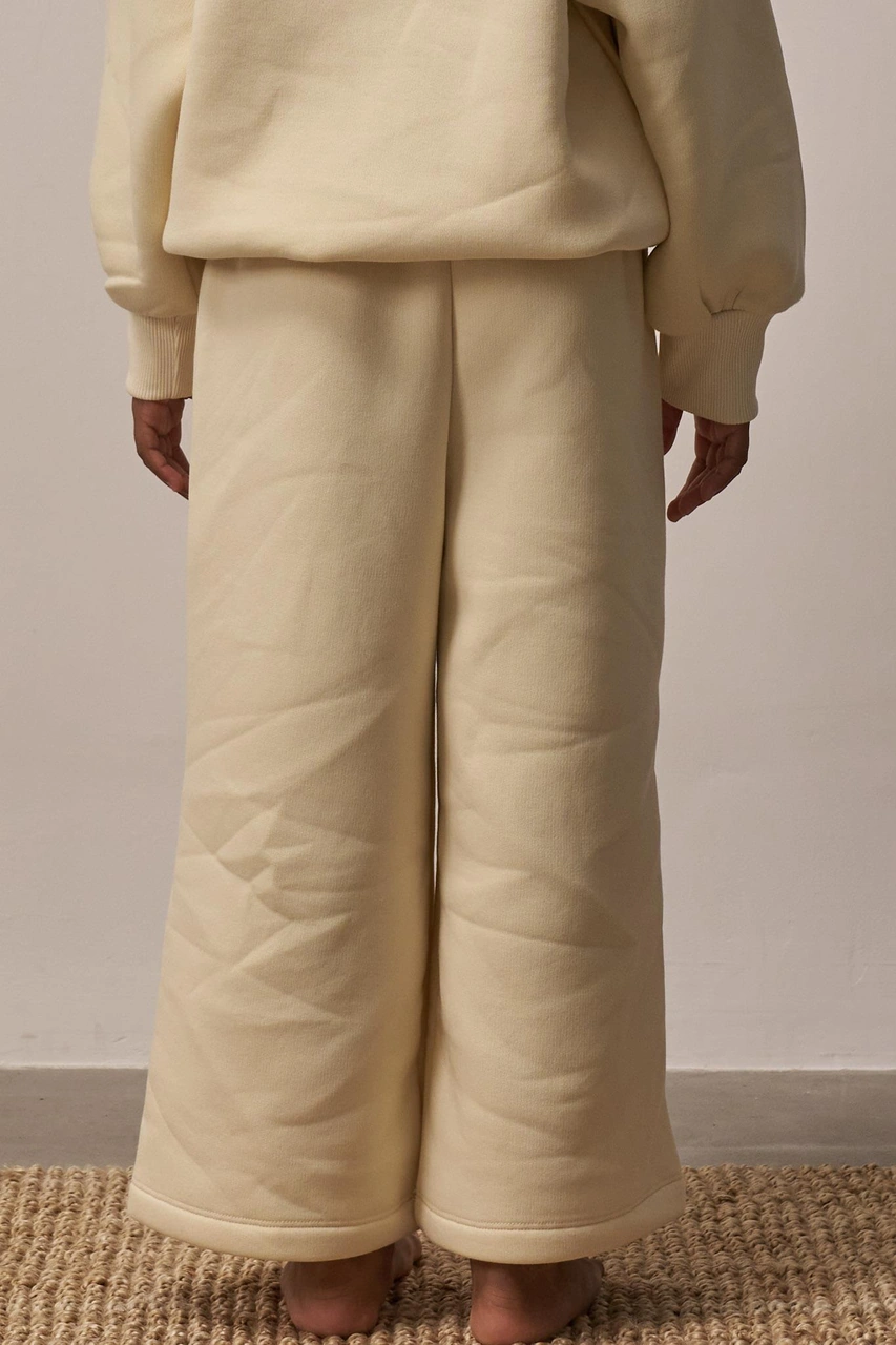 Krem Wide Leg Eşofman Altı Krem