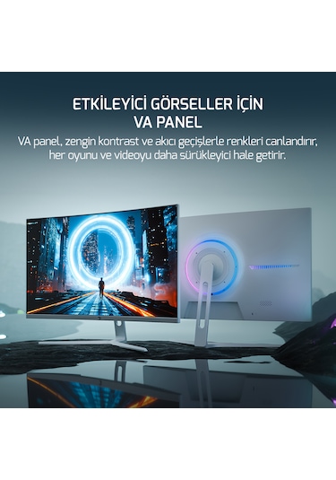 Gamepower Vivid F20 27'' 1 MS 120 Hz Curved RGB Beyaz  VA Full HD Oyuncu Monitör