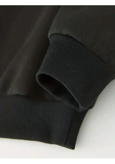 Kışlık Kapüşonlu Sweatshirt, Çocuk Kediciklerbaskılı SiYAH