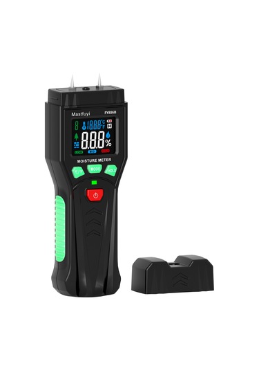 Ximistore9 Mastfuyi Fy886b İğne Tipi Nem Ölçer, Hızlı Doğru Ölçüm, Görsel Göstergeler, Ahşap, İnşaat Malzemeleri İçin, Pil Yok Siyah+yeşil