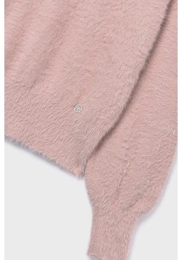 Kız Çocuk Balon Kol Yumuşak Dokulu Triko Kazak - Pudra Pembe Mavi