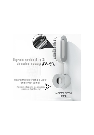 Singree Kuru Islak Saçlar İçin Otomatik Temizleyici Hava Yastığı Saç Fırçası - Yumuşak Tırnaklı, Masajlı, Saç Dökülmesini Azaltan, Beyaz + Gri Tabanlı
