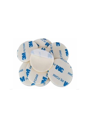 50 Adet - 3m Yapışkanlı Çift Taraflı Bant Beyaz Yuvarlak- 3 Cm Çap
