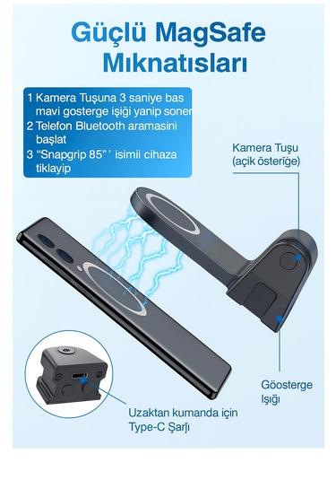 Ss18 Magsafe İle Uyumlu Bluetooth Telefon Deklanşör Grip