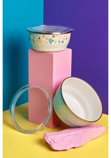 Mypskb-0005 Miss Betty 14-16 Cm 2'li Emaye Saklama Kabı 001