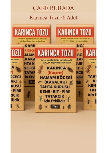 Karınca Tozu 5 Adet 75 Gr Kene & Bit & Pire & Tahta Kurusu & Hamam Böceği