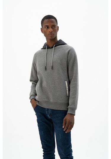 AR-MA Arma Erkek Kanguru Cepli Kapüşonlu Sweatshirt K24254928301 Gri