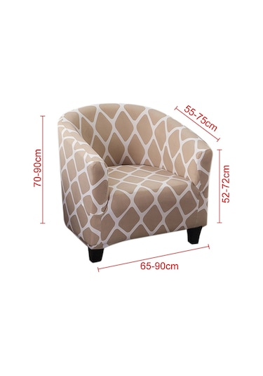 Elastik Tek Yarım Daire Baskılı Kanepe Örtüsü Bulut Şeffaf Çok Renkli